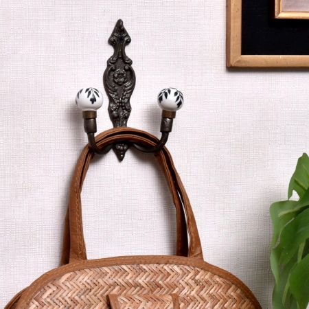Black Leaf Ceramic Iron Wall Hooks